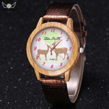 ZhouLianFa Christmas Elk Pattern Unisex Watches for Women/men High Quality PU Leather Quartz Watches Women Clock Gift Relogio