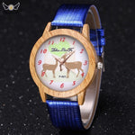 ZhouLianFa Christmas Elk Pattern Unisex Watches for Women/men High Quality PU Leather Quartz Watches Women Clock Gift Relogio