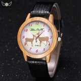 ZhouLianFa Christmas Elk Pattern Unisex Watches for Women/men High Quality PU Leather Quartz Watches Women Clock Gift Relogio