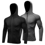 2017 YD Long Sleeve Sport Shirt Men Hat+Zipper Women's Running T-shirts Gym Sports Clothing Sport Top Men's Sportswear Rashgard