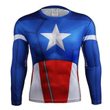 Tshirt 2016 Fitness Men Quick Dry T-shirt 3D Print Ironman Superman Captain America Marvel Comics Mens Style Long Sleeve T shirt