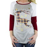 Women Christmas Reindeer Printed T-Shirt Blouse