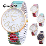 Genvivia New Glass Golden Roman Numerals Luxury Women Femal Bracelet Quartz Wrist Watch Stainless Steel