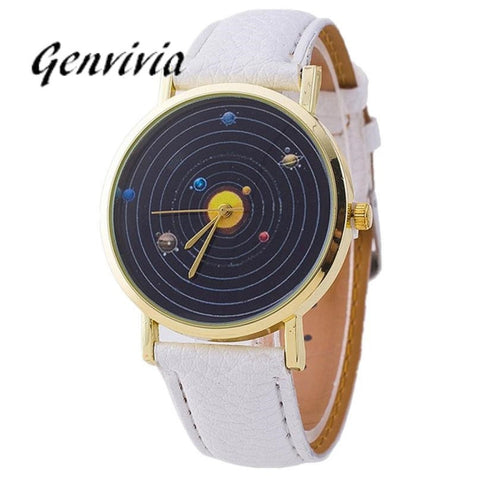 GENVIVIA Mans Watch Women Hot Sale 2017 Fashion Watches Leather Band Analog Quartz WristWatch For Lover