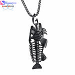 SUSENSTONE New Fish Bone Fish Skeleton Stainless Steel Pendant Surfer Chain Necklace