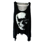 Women Sexy Skull Punk Tassel T-Shirt Sleeveless Shirt Vest