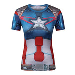 Female Casual T Shirt Superhero Women Superman/Captain America Batman Shirts Bodybuilding Compression Tops