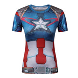 Female Casual T Shirt Superhero Women Superman/Captain America Batman Shirts Bodybuilding Compression Tops