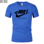 RUBU Casual t shirt men car drift just do it Print tops funny Short sleeve t-shirt men Cotton tee shirt mens t shirts fashion