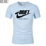 RUBU Casual t shirt men car drift just do it Print tops funny Short sleeve t-shirt men Cotton tee shirt mens t shirts fashion