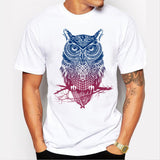 fashion short sleeve owl printed men tshirt cool funny men's tee shirts tops men T-shirt cotton casual mens t shirts T01