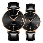 Fashion Couple Watch Leather Strap Line Analog Quartz Ladies Wrist Watches Gift