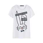 SEMIR Short-sleeved T-shirt for women spring 100% cotton 2018 new white T shirts cat printed version sweet bowknot tshirt