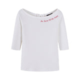 SEMIR T-shirt for women sexy slash neck 2018 new spring fashion tshirt for ladies trend half-sleeve thin Letters embroidered