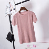 ONLYSTAR Knitted Summer T Shirt Women Casual Short Sleeves T-Shirt Breathable Elasticity Kintwear Top O-Neck Female Tshirt