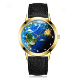 (Ship From US) Chronograph World Map Watches Women Fashion Watch 2017 Top Brand Luxury Fuax Leather Quartz Watches Women,men