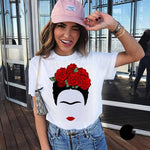 Women Frida Kahlo Print T shirt Funny Short Sleeve O- Neck Frida Kahlo T-shirt Women Summer Harajuku Fashion Tees Female Tops