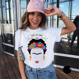 Women Frida Kahlo Print T shirt Funny Short Sleeve O- Neck Frida Kahlo T-shirt Women Summer Harajuku Fashion Tees Female Tops