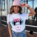 Women Frida Kahlo Print T shirt Funny Short Sleeve O- Neck Frida Kahlo T-shirt Women Summer Harajuku Fashion Tees Female Tops