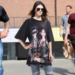 New 2018 Women Black Top Tees Big Size Half Sleeve O Neck Cartoon Print T-Shirt Cool Street Wear T Shirts Style Wholesale 3342