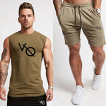 Vanquis Two Piece Set Men Short Sleeve T Shirt Cropped Top+Shorts Men Tracksuits 2018 New Causal Sportswear Tops Short Trousers