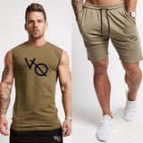 Vanquis Two Piece Set Men Short Sleeve T Shirt Cropped Top+Shorts Men Tracksuits 2018 New Causal Sportswear Tops Short Trousers