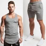 Vanquis Two Piece Set Men Short Sleeve T Shirt Cropped Top+Shorts Men Tracksuits 2018 New Causal Sportswear Tops Short Trousers