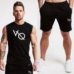 Vanquis Two Piece Set Men Short Sleeve T Shirt Cropped Top+Shorts Men Tracksuits 2018 New Causal Sportswear Tops Short Trousers