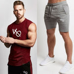 Vanquis Two Piece Set Men Short Sleeve T Shirt Cropped Top+Shorts Men Tracksuits 2018 New Causal Sportswear Tops Short Trousers