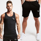 Vanquis Two Piece Set Men Short Sleeve T Shirt Cropped Top+Shorts Men Tracksuits 2018 New Causal Sportswear Tops Short Trousers