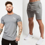 Vanquis Two Piece Set Men Short Sleeve T Shirt Cropped Top+Shorts Men Tracksuits 2018 New Causal Sportswear Tops Short Trousers