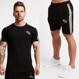 Vanquis Two Piece Set Men Short Sleeve T Shirt Cropped Top+Shorts Men Tracksuits 2018 New Causal Sportswear Tops Short Trousers