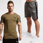 Vanquis Two Piece Set Men Short Sleeve T Shirt Cropped Top+Shorts Men Tracksuits 2018 New Causal Sportswear Tops Short Trousers