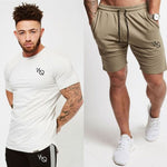 Vanquis Two Piece Set Men Short Sleeve T Shirt Cropped Top+Shorts Men Tracksuits 2018 New Causal Sportswear Tops Short Trousers