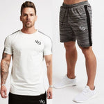 Vanquis Two Piece Set Men Short Sleeve T Shirt Cropped Top+Shorts Men Tracksuits 2018 New Causal Sportswear Tops Short Trousers