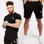 Vanquis Two Piece Set Men Short Sleeve T Shirt Cropped Top+Shorts Men Tracksuits 2018 New Causal Sportswear Tops Short Trousers